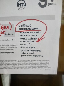 Oznámení o stavu plynoměru